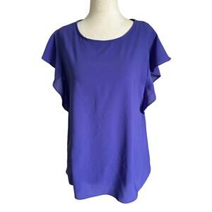 Suki & Solaine Purple Lined Flutter Sleeves Top Women's Blouse Size Small 44-39